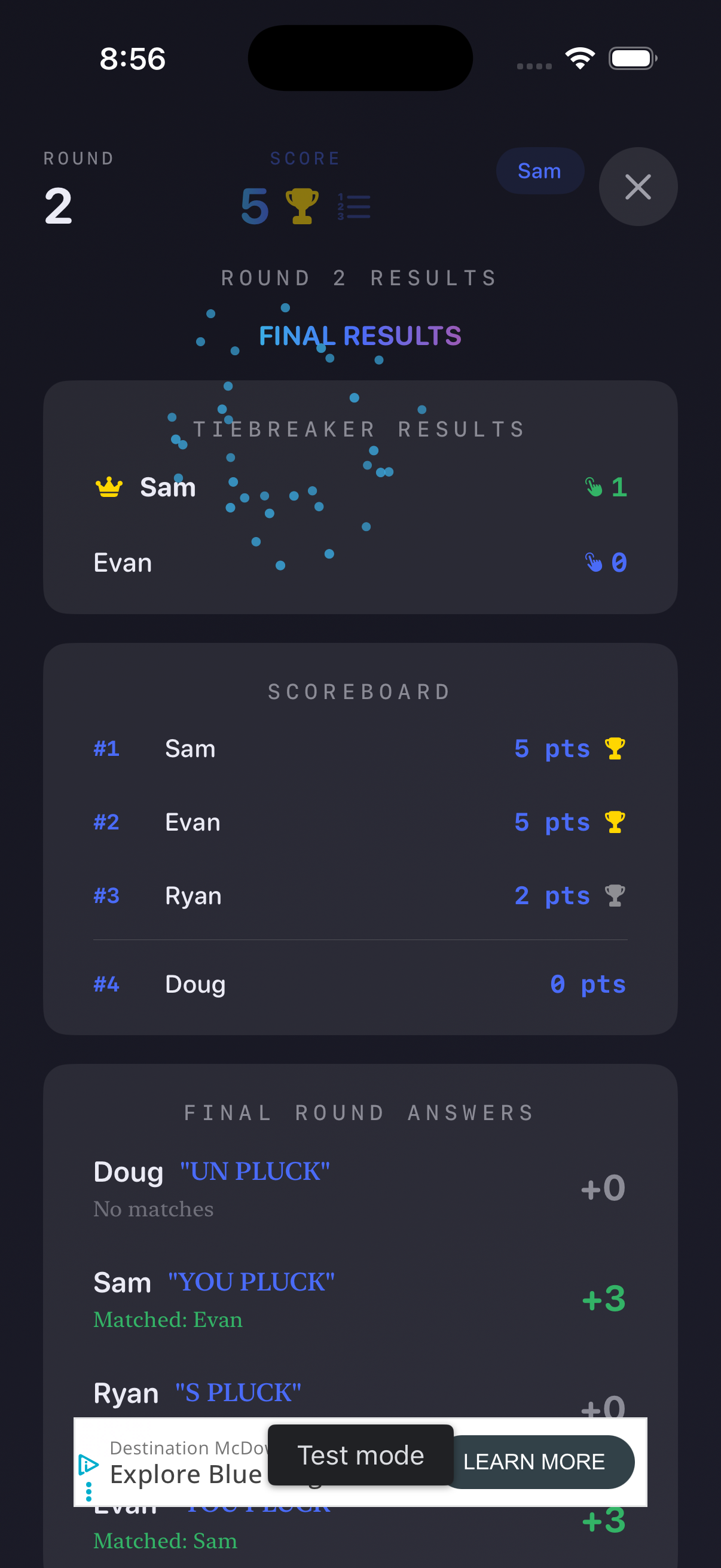 Tiebreaker winner